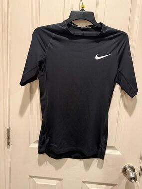 Nike Black Short Sleeve Performance Tee with White Swoosh